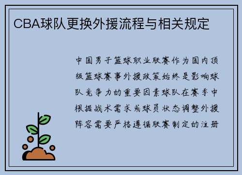 CBA球队更换外援流程与相关规定